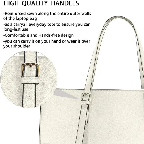 Vista 5 de Bolsa para laptop para mujer de 15.6 pulgadas, bolsa de piel, bolsa de trabajo