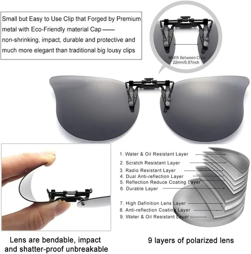 Vista 2 de Gafas de sol polarizadas con clip de ojo de gato sobre gafas graduadas para mujer, protección UV