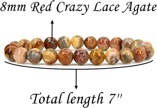 Vista 15 de Amandastone Pulsera elástica de cuentas redondas de 0.315 in con piedras preciosas naturales de 7 pulgadas