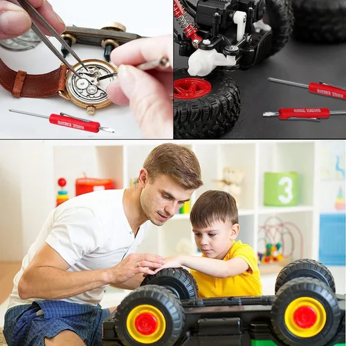 Vista 7 de MUGE Racing Juego de destornilladores de bolsillo de doble extremo y ranurado, cabeza ranurada magnética mecánica con clip, mini destornilladores