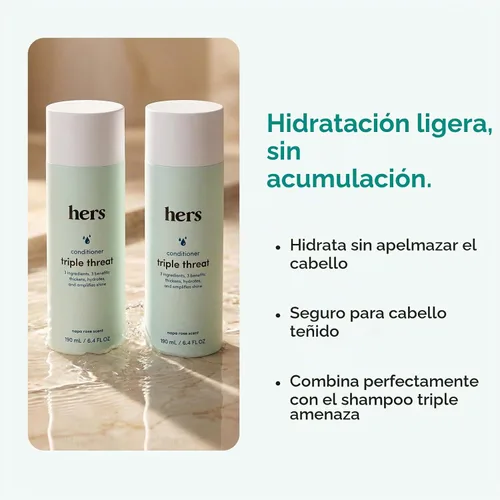 Vista 5 de Hers Triple Threat Acondicionador, aceite de argán, rosa napa, paquete de 2