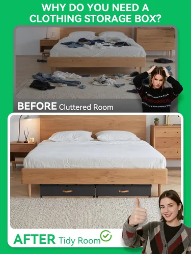 Vista 3 de Paquete de 2 contenedores de almacenamiento debajo de la cama con ruedas, contenedores de almacenamiento de zapatos de 58 L XXL debajo de la cama