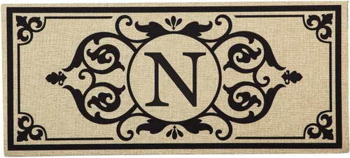 Vista 16 de Evergreen Flag Cambridge Monogram Letra A Burlap Sassafras Switch Mat 22" x 10