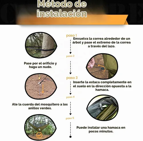 Vista 5 de COVACURE Hamaca de camping – Hamaca portátil de capacidad de 772 libras con correas de árbol, hamaca de viaje de nailon de paracaídas duradera