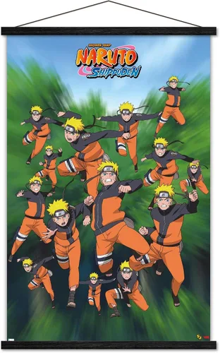 Vista 8 de Trends International Naruto Shippuden - Póster de pared de poses, 14.725 x 22.375 pulgadas, versión enmarcada de madera de granero
