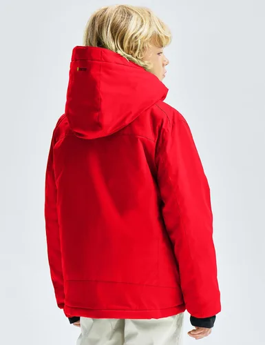 Vista 3 de GEMYSE Chaqueta de esquí impermeable con capucha para niño con forro polar resistente al viento chaqueta de invierno