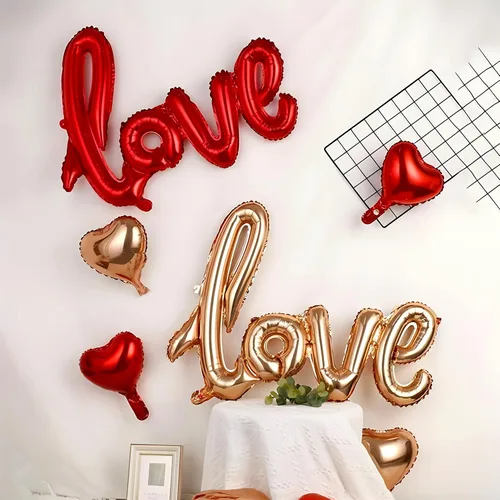 Vista 6 de Decoraciones del día de San Valentín, globos de papel de aluminio de 42 pulgadas, globos de papel de aluminio de 18 pulgadas, globos de confeti