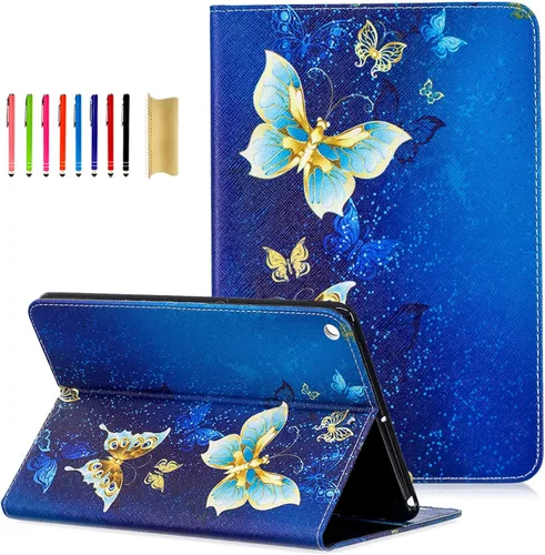 Vista 20 de Dteck Funda para iPad mini 5/4/3/2/1 - [Diseño de flores en relieve] Funda tipo folio clásica