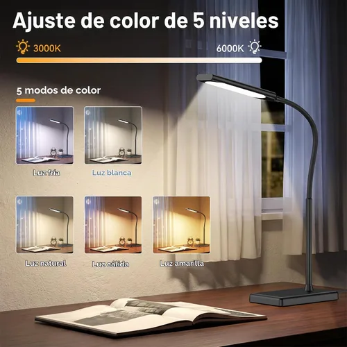 Vista 2 de Lámpara de escritorio LED, luces de mesa para el cuidado de los Negro