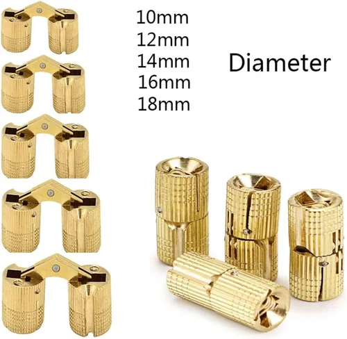 Vista 3 de 4 unids/paquete de bisagras ocultas de latón oculto barril caja de madera ángulo de apertura de 180 ° para bricolaje joyero artesanal