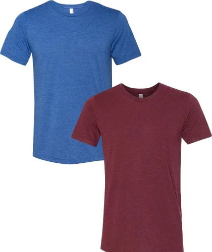 Vista 52 de Bella Canvas 3413c para hombre (1) Triblend verde + (1) Triblend rojo