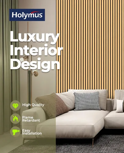 Vista 7 de 4 paneles acústicos de listones de madera para una decoración elegante y reducción de ruido