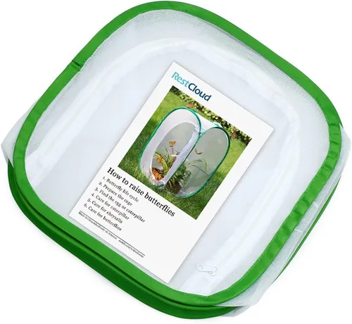 Vista 5 de RESTCLOUD Jaula de hábitat para insectos y mariposas con protección de cremallera, 12 x 12 x 12 pulgadas