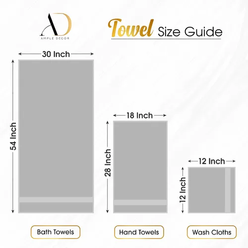 Vista 3 de Ample Decor Juego de toallas de baño 100% algodón, 6 piezas, suaves y absorbentes, de secado rápido, juego de toallas de baño