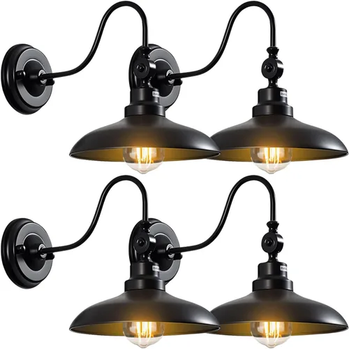 Vista 9 de Luces de pared para exteriores, color negro mate, cuello de cisne, luz de granero de 9.8 pulgadas, ángulo ajustable, impermeable, lámparas de pared