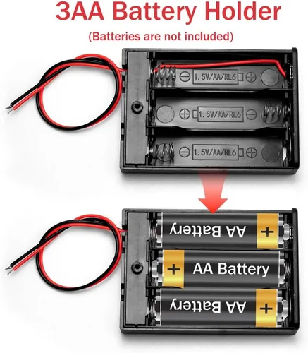 Vista 5 de Paquete de 4 soportes de batería 3AA 4.5V con interruptor, 3 soportes de batería AA de 1.5 V con cables e interruptor