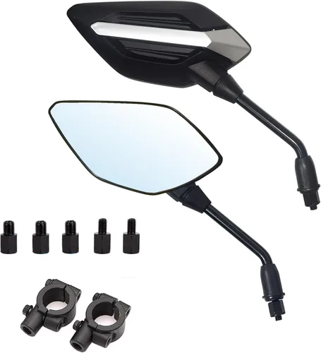 Vista 11 de Mamiko Espejos de Motocicleta Universales de 8MM para Manillares de 7/8" Compatible con ATV Moto de Nieve Scooter Ciclomotor Dirt Bike Sportsman