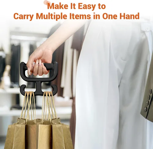 Vista 5 de Paquete de 2 bolsas de comestibles con asa para bolsas de plástico, cada una tiene capacidad para 100 libras, duradera, multiusos, resistente, Negro
