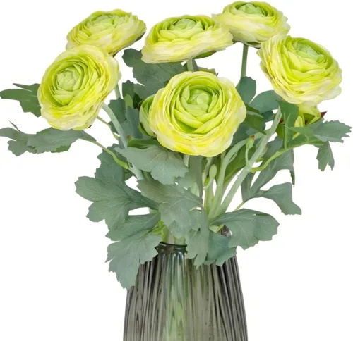 Vista 12 de Flores artificiales de ranúnculo con tallo de tacto real, flores de ranúnculo de seda (azul, 6 unidades)