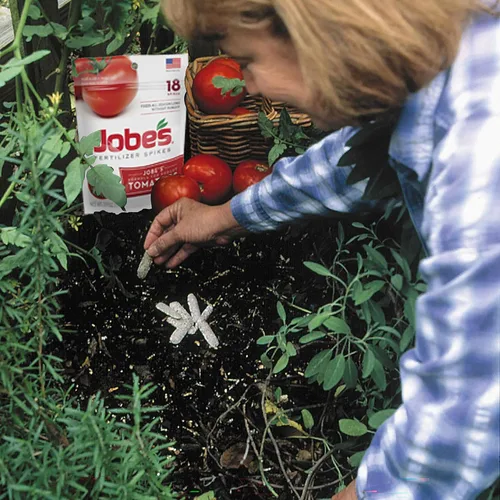 Vista 6 de Jobe’s estacas fertilizantes para tomate, tiempo de liberación 6-18-6, para todos los árboles frutales, Empaque de burbuja