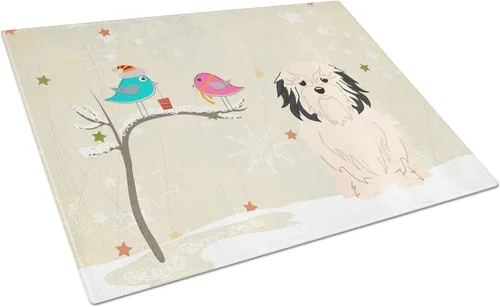 Vista 84 de Caroline's Treasures BB2513LCB - Tabla de cortar de vidrio con texto en inglés "Christmas Presents between Friends" Airedale Terrier - Tabla