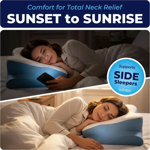 Vista 7 de Almohada refrescante para aliviar el dolor: soporte cervical para dormir, diseño de espuma viscoelástica contorneada para dolor de cuello y hombros