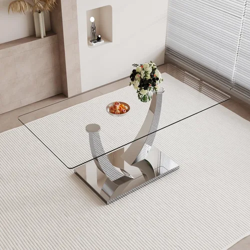 Vista 37 de Mesa de comedor moderna para mesa de comedor de mármol sintético de 4/6, 63 pulgadas, mesa de cocina rectangular, mesa de cocina y comedor de fácil
