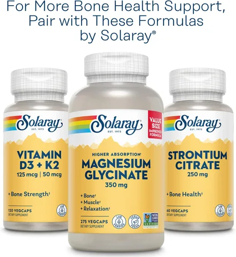 Vista 6 de SOLARAY Citrato de calcio y magnesio proporción 1:1 con vitamina D 2 - Suplementos de calcio para mujeres y hombres - Calcio 1000 mg, magnesio 1000