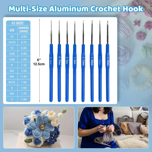 Vista 4 de Kit de Ganchillo HYHJMISTY para Principiantes Adultos, Kit de Tejido de 167 Piezas con Ganchos Ergonómicos, Kits de Ganchillo Portátiles Incluyen