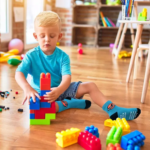 Vista 2 de 12 paquetes de calcetines antideslizantes para niños y bebés con agarre para niños de 1-7 años, calcetines de algodón de tripa para niños y niñas