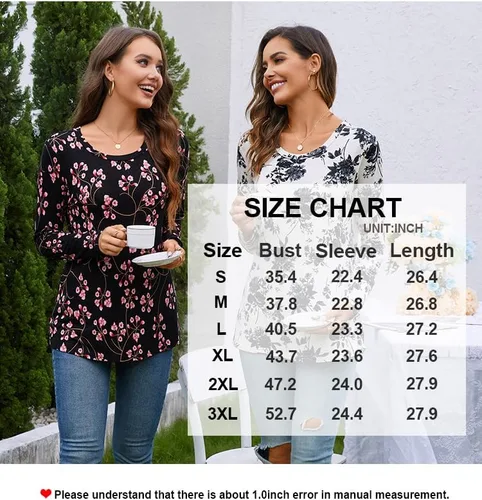 Vista 5 de LONGYUAN Womens Long Sleeve Tops 2024 Fall Casual Tunic Stretchy Loose T-Shirts Basic Blouse