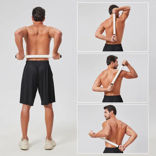 Vista 4 de Rodillo de masaje muscular - Pistola de fascia de tejido profundo para alivio del dolor miofascial, drenaje linfático y escultura corporal