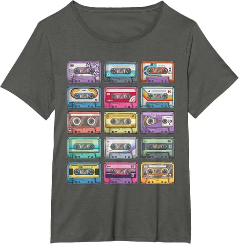 Vista 64 de Vintage Cassette Tapes Collection 80's 90's Music Mixtape T-Shirt Asphalt Grey