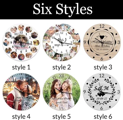 Vista 3 de Qingxily Reloj personalizado con imagen, relojes personalizados para paredes, reloj con foto personalizado, regalo para el día de San Valentín, día