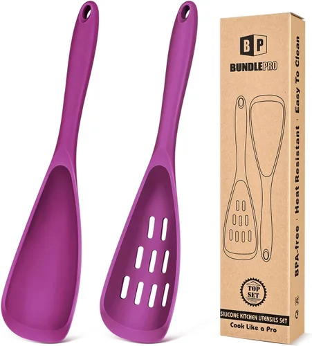 Vista 10 de BUNDLEPRO Cucharas de cocina de silicona para utensilios de cocina Caqui