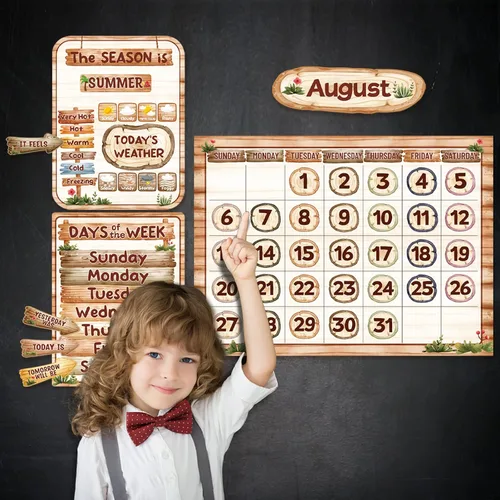 Vista 5 de Fancy Land Juego de 97 tablones de anuncios con calendario de aula