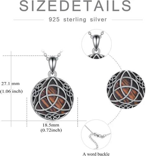 Vista 6 de MBSUUH Trinity - Collar de nudo celta con concha de abulón simulada de plata de ley triquetra vintage redondo collar celta de la suerte para mujeres