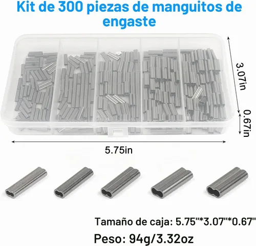 Vista 6 de AGOOL Kit de manguitos de crimpado de doble barril de cobre, 300 unidades/caja de latón de alta resistencia de cobre prensado de bucle, kit