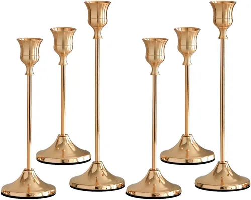 Vista 13 de Juego de 3 Portavelas Negros, Portavelas de Metal para Velas Cónicas, Candelabro Decorativo Clásico para Navidad, Bodas, Fiestas, Mesas de Cena