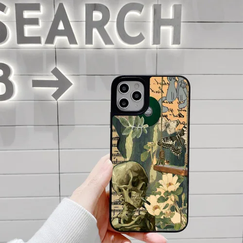 Vista 5 de Funda de teléfono gótico con calavera para iPhone 17, 16, 15, 14, 13, 12, 11 Pro/Pro Max/Plus/Air/mini 7 8 SE, diseño estético oscuro vintage, Skull