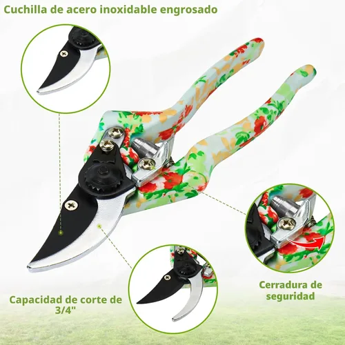 Vista 5 de Juego de Herramientas de Jardín WANCHI de 10 Piezas de Servicio Pesado Juego de Herramientas de Jardín Florales Regalos de Jardinería para Mujeres