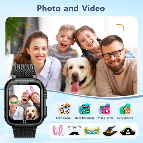 Vista 7 de Reloj inteligente para niños de 5 a 12 años, regalo de cumpleaños para niños y niñas, reloj con pantalla táctil HD con 32 juegos, cámara, grabadora