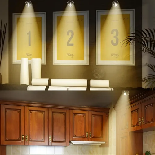 Vista 5 de Paquete de 2 Focos LED Inalámbricos a Batería para Cuadros, Luces de Disco con 2 Controles Remotos, Foco Adhesivo Regulable con Temporizador