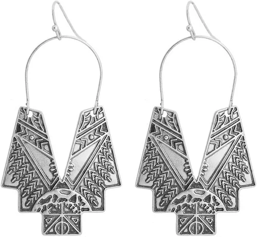 Vista 9 de Zealmer Gold Geometric Earrings Statement Vintage Boho Ethnic Earrings Hollow Out Fan Shape Dangle Drop Earrings for Women Birthday Christmas Dorado