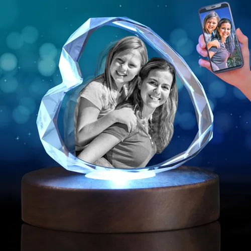 Vista 3 de Cristal fotográfico 3D, regalo personalizado de fotos de Navidad, imagen 3D en cristal, regalo de cumpleaños personalizado, aniversario, memorial