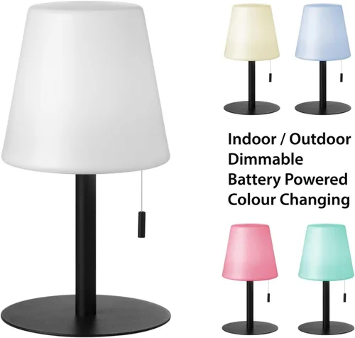Vista 4 de Dainolite Tinsley Lámpara de mesa - 2.5W - Acabado negro mate - Pantalla blanca - Bombilla que cambia