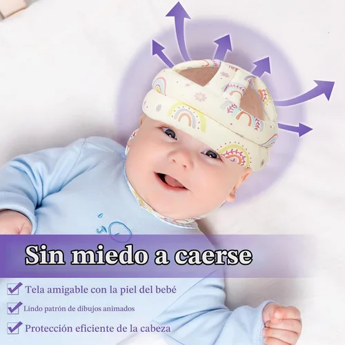 Vista 3 de Protector de Cabeza para Bebé Casco de Seguridad Ajustable para Niños Pequeños, Cojín Protector para la Cabeza Anticolisión con Cierre de Gancho