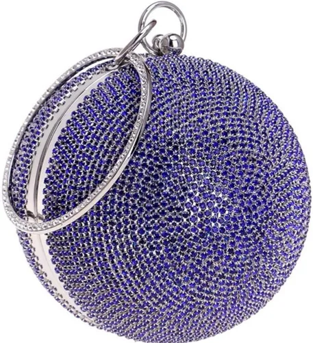 Vista 13 de Bolso de mano con forma de bola, bolso de fiesta, bolso de noche con mango de anillo de diamantes