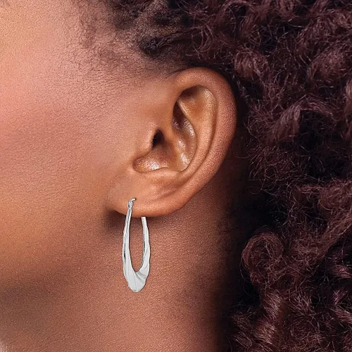 Vista 3 de Juego de aretes de aro ovalados trenzados de plata de ley 925, joyería fina para mujer, regalos para ella, Plata Esterlina