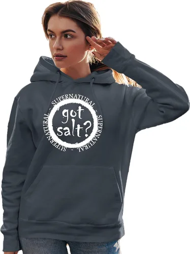 Vista 6 de Go All Out Got Salt? Supernatural - Sudadera con capucha para hombre y mujer Negro